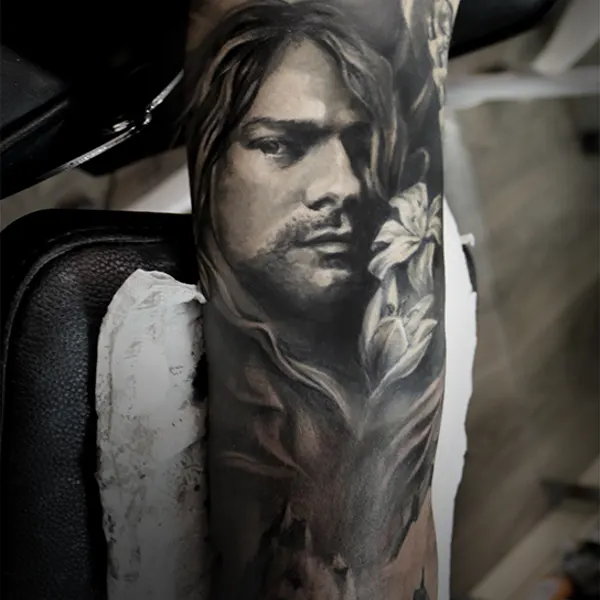 Kurt Cobain · portrét · black & grey